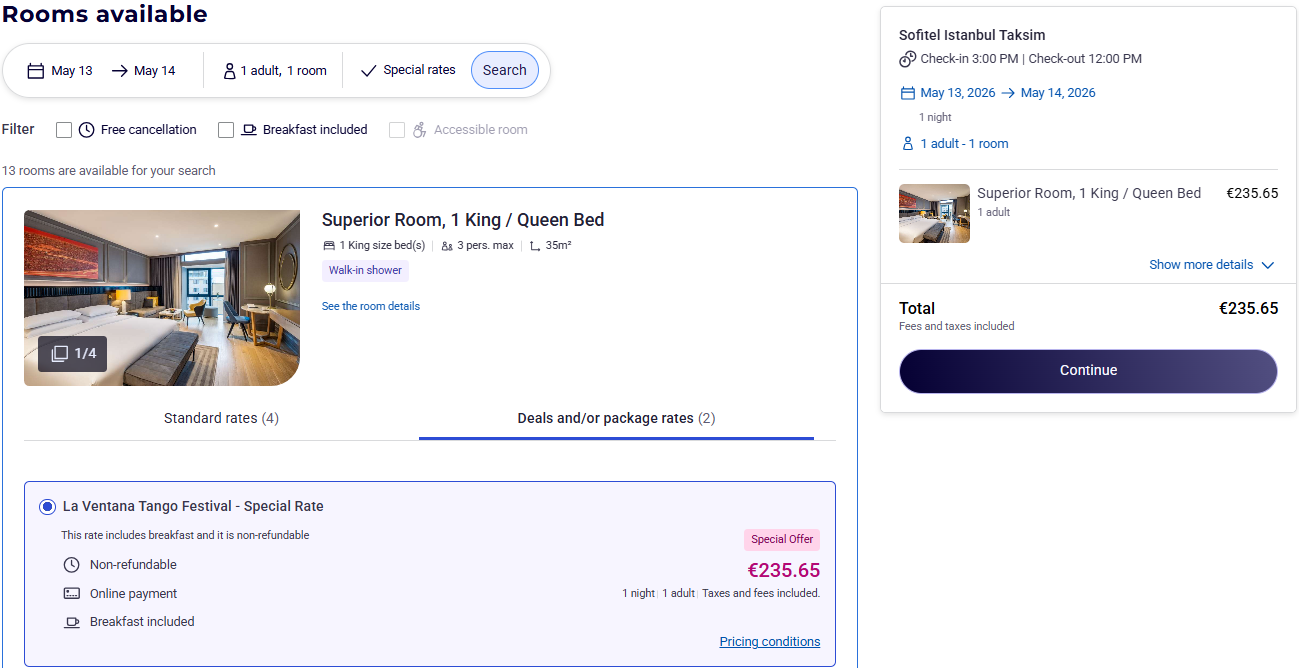 Sofitel Reservation Step 2